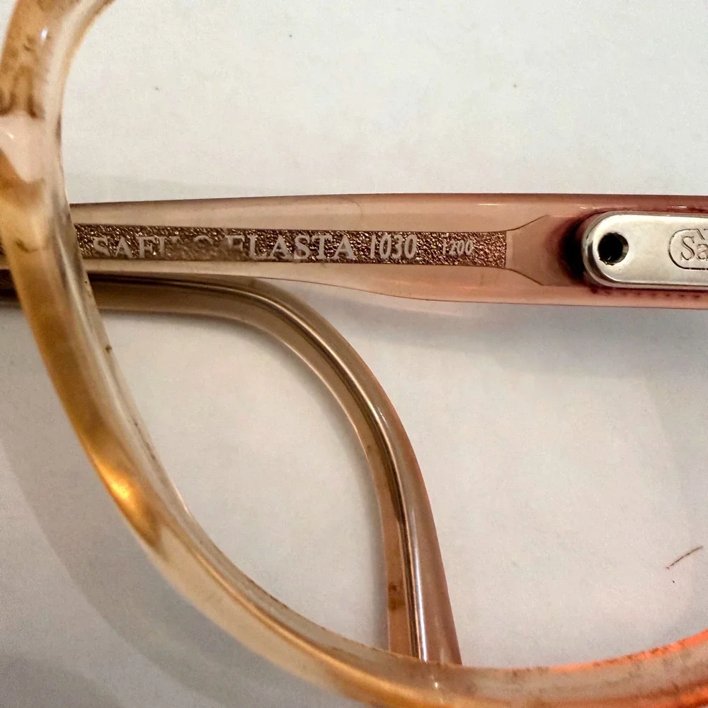 Safilo Elasta 1030 Vintage Aviator Eyeglass Frames Peach Amber Italy 58-14-145